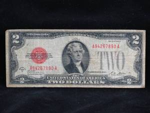 lot 63 image: 1928A $2 Red Seal Bill