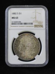 lot 8 image: 1882-S Morgan Silver Dollar - NGC MS63