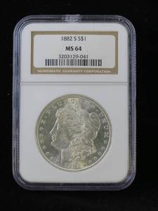 lot 3 image: 1882-S Morgan Silver Dollar - NGC MS64