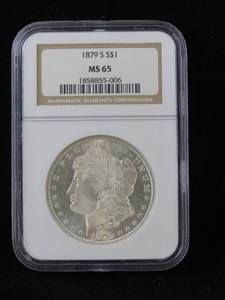 lot 2 image: 1879-S Morgan Silver Dollar - NGC MS65