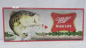 lot 5 image: Miller High Life Fish Tin Sign