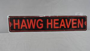 lot 13 image: Hawg Heaven Tin Sign