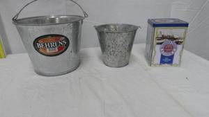 lot 80 image: Metal BucketsFlour Tin