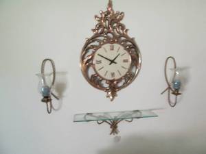 lot 61 image: Wall Clock & Matching Shelf With Ca...