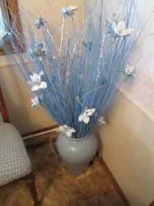 lot 63 image: Blue Home Dcor Planter With Flowe...
