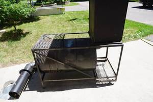 lot 4 image: Large Wood Burning Barrel Custom Burning Smoker