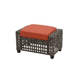 lot 300 image: Hampton Bay Briar Ridge Wicker Outdoor Patio Ottoman with Cushion Insert, H036-01399700 - Covers sold separately. - NEW