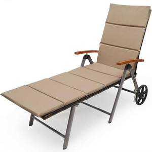 lot 311 image: Casainc. Brown Aluminum Outdoor Chaise Lounge with CushionGuard Brown Foam Cushions, WF-HW63221 - NEW