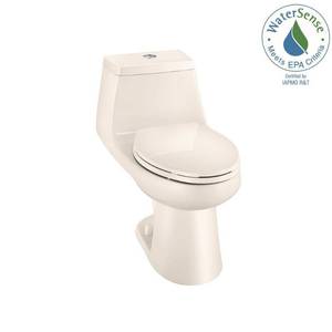 lot 316 image: Glacier Bay 1-piece 1.1 GPF1.6 GPF High Efficiency Dual Flush Elongated All-in-One Toilet in Bone, N2420-BNE