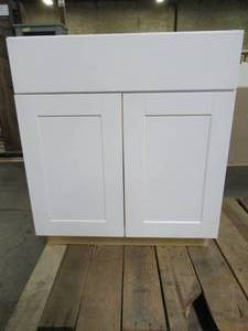 lot 326 image: Hampton Bay Shaker Assembled 30x34.5x24 in. Double Door Base Kitchen Cabinet in Satin White