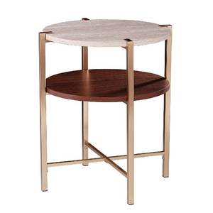 lot 305 image: Ardmillan Round End Table w Faux Marble Top - Southern Enterprises CK1004992 - NEW