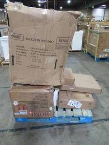 lot 135 image: WHOLESALE MIXED PALLET OF OFFICELIVING ROOM CHAIRS AND HOME DECOR