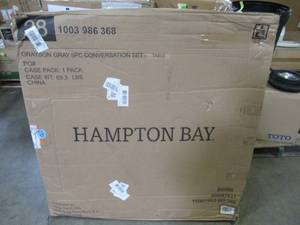 lot 141 image: Hampton Bay 43 in. Grayson Ash Gray Round Steel Outdoor Patio Coffee Table FM-18068-TG