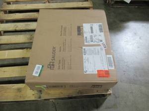 lot 143 image: Sauder Steel River Carbon Oak Mobile EndSide Table 423915