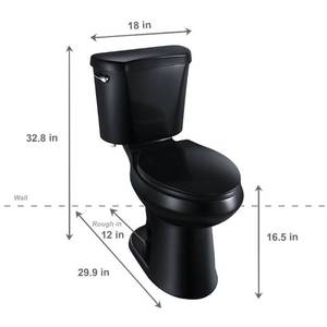 lot 340 image: Glacier Bay 2-piece 1.28 GPF High Efficiency Single Flush Elongated Toilet in Black, N2428E-BLK