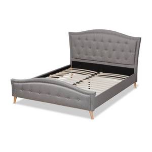lot 344 image: Baxton Studio Felisa Gray King Platform Bed, 156-9504-HD - Missing Legs and Hardware.