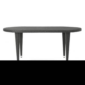 lot 347 image: Domo Outdoor 69 Inch Wicker Oval Dining Table, Dark Grey, 436203WAL - MISSING HARWARE.