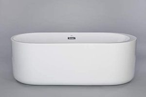 lot 357 image: Mach Piave 67 Oval Freestanding White Acrylic Bathtub with Center Drain and Interior Overflow Drain - NEW