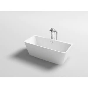 lot 358 image: Mach Bath Iseo Modern Rectangular Shaped Acrylic Freestanding Bathtub with Center Drain and Interior Overflow Drain - NEW