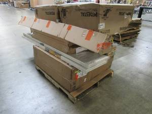 lot 350 image: WHOLESALE MIXED PALLET OF MISCELLANEOUS IR FIREPLACE, MOULDING, STAIR TREADS AND MORE