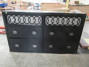 lot 356 image: Oriental Dresser in Black, 6 drawers - one sticks, Some scratches, sticky drawer.