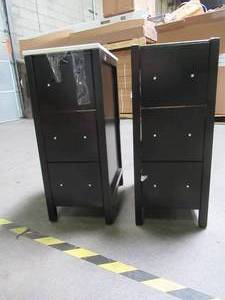 lot 416 image: (2) Volez 12 in. Side CabinetsNight Stands In Black, 1 with Phoenix Stone Top.