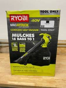 lot 1 image: RYOBI 40-Volt Lithium-Ion Cordless Battery Leaf VacuumMulcher (Tool Only)