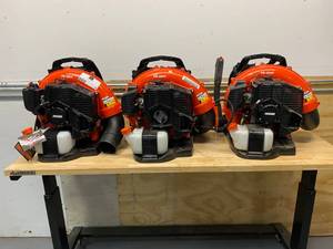 lot 16 image: ECHO Lot of 3 Backpack Leaf Blowers.  2 of Model PB-580T and 1 of Model PB-580H