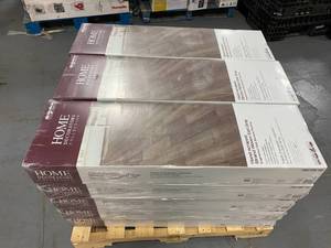 lot 21 image: HOME DECORATORS COLLECTION Lot of 15 cases- Hand Scraped Strand Woven Earl Grey 38 in. T x 5-18 in. W x 36 in. L Engineered Click Bamboo Flooring