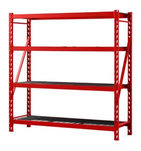 lot 27 image: HUSKY 77 in. W x 78 in. H x 24 in. D 4-Shelf Welded Steel Garage Storage Shelving Unit with Wire Deck in Red