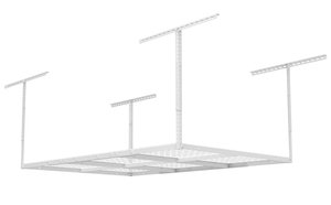 lot 33 image: FLEXIMOUNTS 3x8 Overhead Garage Storage Rack Adjustable Ceiling Storage Rack In White