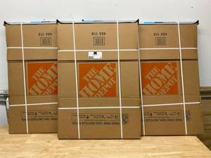 lot 35 image: THE HOME DEPOT Lot of 3- Wardrobe Moving Box with Metal Hanging Bar and Handles (24 in. L x 24 in. W x 34 in. D)