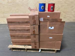 lot 36 image: Pallet of Doggie Treat Containers.  Approximately 120 count.  Some Blue and Some Red