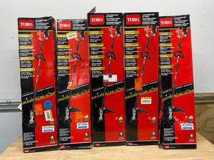 lot 37 image: TORO Lot of Five- 2-Cycle 25.4cc Attachment Capable Straight Shaft Gas String Trimmer
