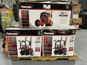 lot 38 image: POWERMATE Lot of 3 Powermate lawn tools.  Two cultivators and One lawn edger