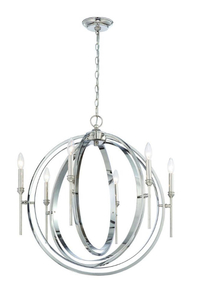 lot 60 image: WORLD IMPORTS Rondure 6-light Polished Nickel Chandelier