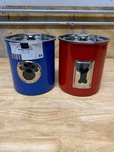 lot 64 image: Set of Dog Treat Containers.  One Red and One Blue