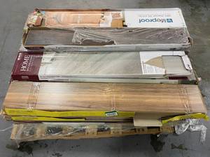 lot 71 image: Mixed Pallet of plank  flooring by TRAFFIC MASTER, LIFEPROOF AND HOME DECORATORS COLLECTION.