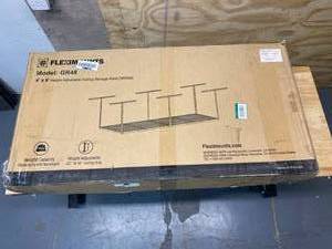 lot 73 image: FLEXIMOUNTS 4 ft. x 8 ft. Heavy-Duty Overhead Garage Adjustable Ceiling Storage Rack in White