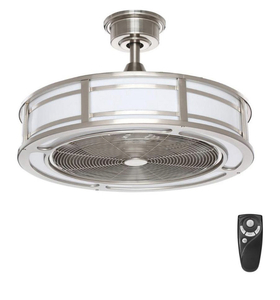 lot 85 image: HOME DECORATORS COLLECTION 23 in. IndoorCovered Outdoor Drum Ceiling Fan Brette LED