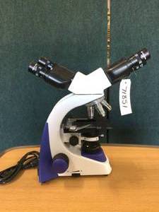 lot 9 image: MSRP $2000&nbspUNICO G388-LED Power Microscope, Dual Binocular, 10X Eyepiece, Infinity Achromat, NA 1.25 Condenser, Diaphragm, Mechanical Stage, LED Illumination, 3W LED Bulb, Coaxial Focusing With 4 Objectives - Excellent Working Condition