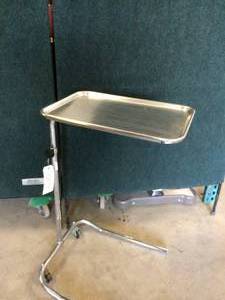lot 24 image: MSRP $400 Brewer Height Adjustable Mobile Mayo Stand With Removable Tray -&nbspDurable Heavy Gauge Chrome-plated Steel Tubing - Great Condition