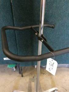 lot 31 image: MSRP $400 Telescoping Infusion Pump Stand IV Pole 4 Hook 5 Wheel Height Adjustable With Double Sided Grab Handle Bar 