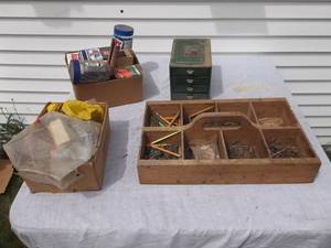 lot 28 image: Nail Box, Hardware, Metal Organizer