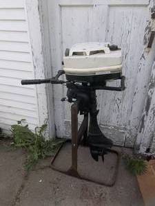 lot 37 image: Sears 7 Hp. Outboard With Stand Has Compression (No Gas To Test)