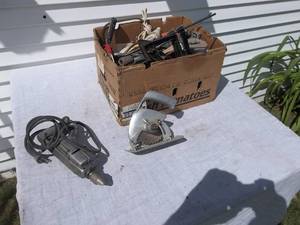 lot 38 image: Large Box Of Tools, Drill, Drill Saw