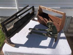 lot 66 image: Sheet Metal Hand Brake, Asbestos Tile Cutter & Wood Tool Box