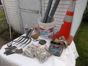 lot 108 image: Screen, Roofing Nails, Misc. Tools