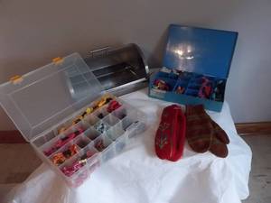 lot 114 image: Bread Box, Sewing Floss, Mittens