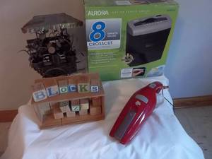 lot 116 image: Wood Blocks With Box, Shredder, Portable Vacuum